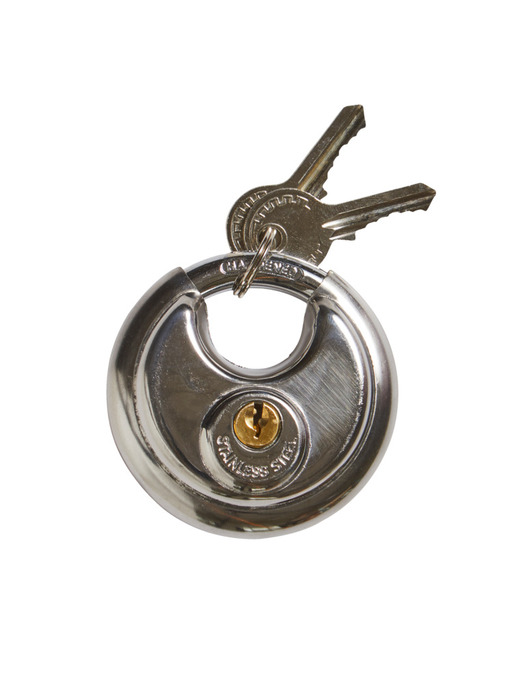 Hængelås m/to nøgler rustfrit stål Ø70 mm